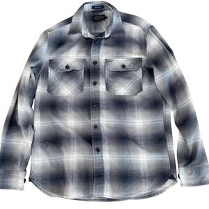 Pendleton Burnside Mens Small Grey Ombre Plaid Flannel Button Down Shirt